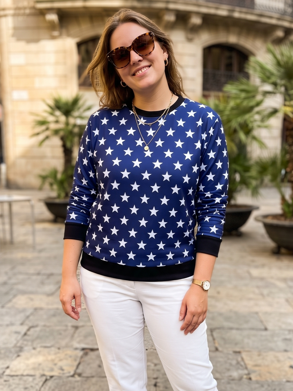 Sweet Stars Print Blue Sweatshirt