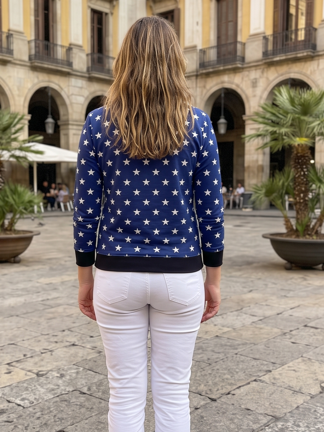 Sweet Stars Print Blue Sweatshirt