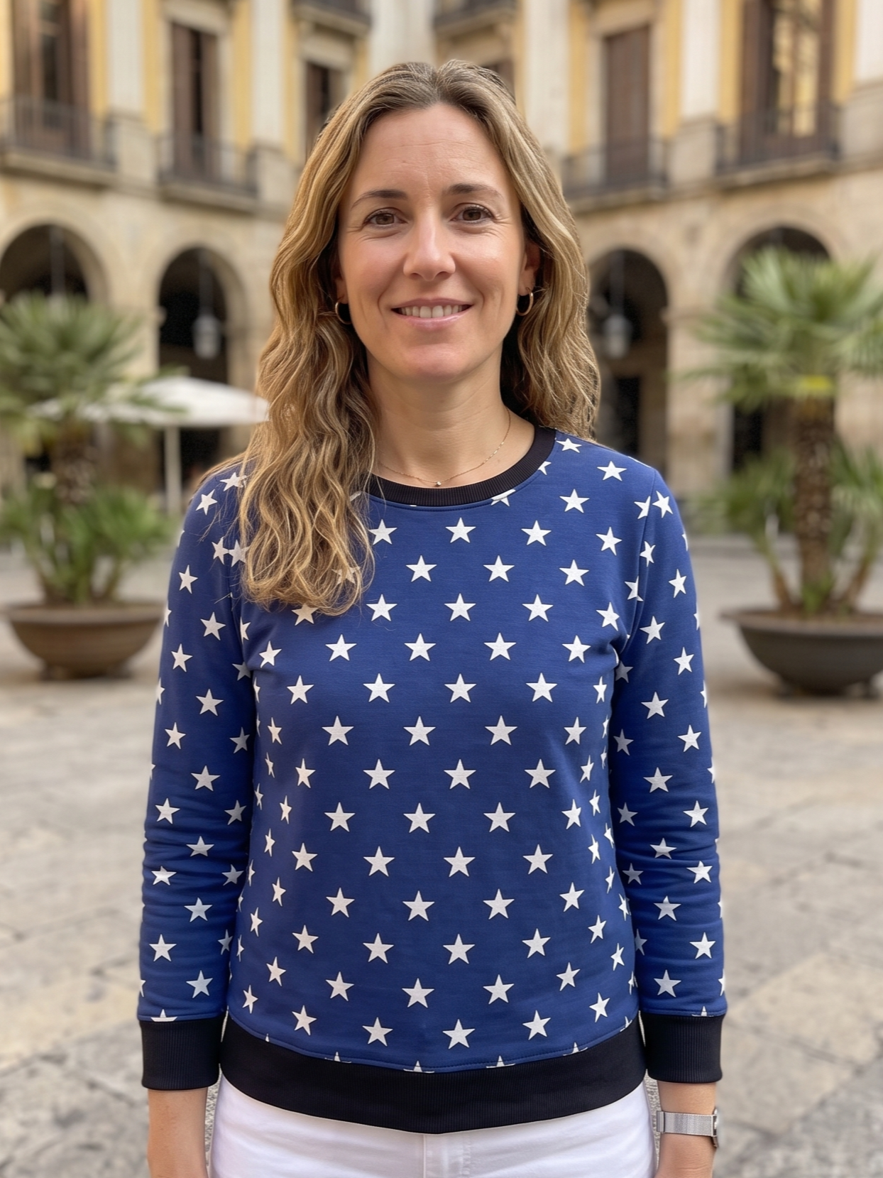 Sweet Stars Print Blue Sweatshirt