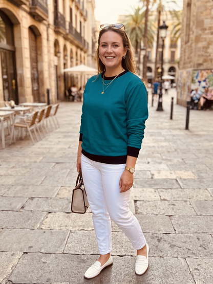 Timeless Teal Blue Solid Sweatshirt
