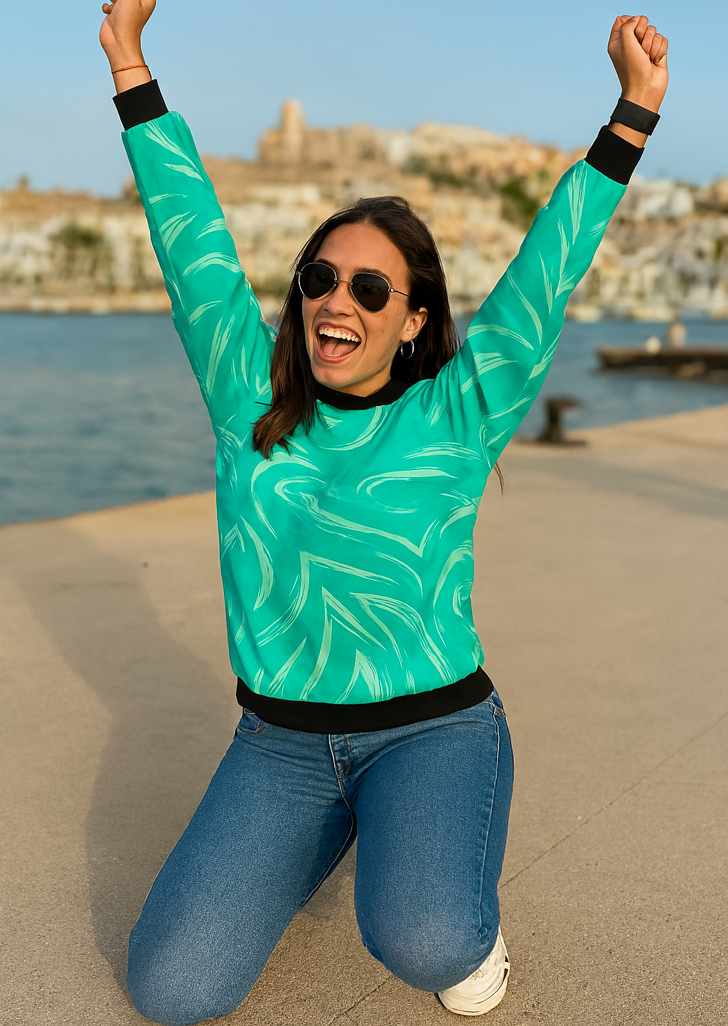 Pleasing Print Blue Sweatshirt