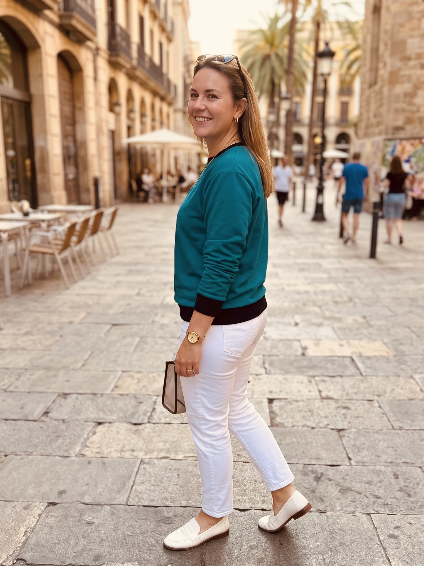 Timeless Teal Blue Solid Sweatshirt