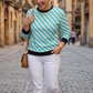 Trendy Teal Stripes Print Sweatshirt