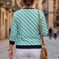 Trendy Teal Stripes Print Sweatshirt
