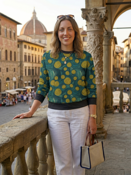 Van Gough Inspired Swirl Print Multicoloured Sweatshirt
