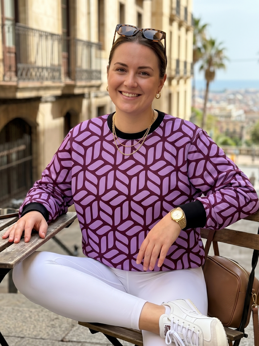 Beautiful Geometric Print Purple Sweatshirt