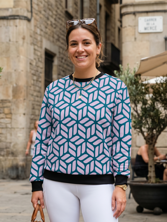 Beautiful Geometric Print Blue Sweatshirt