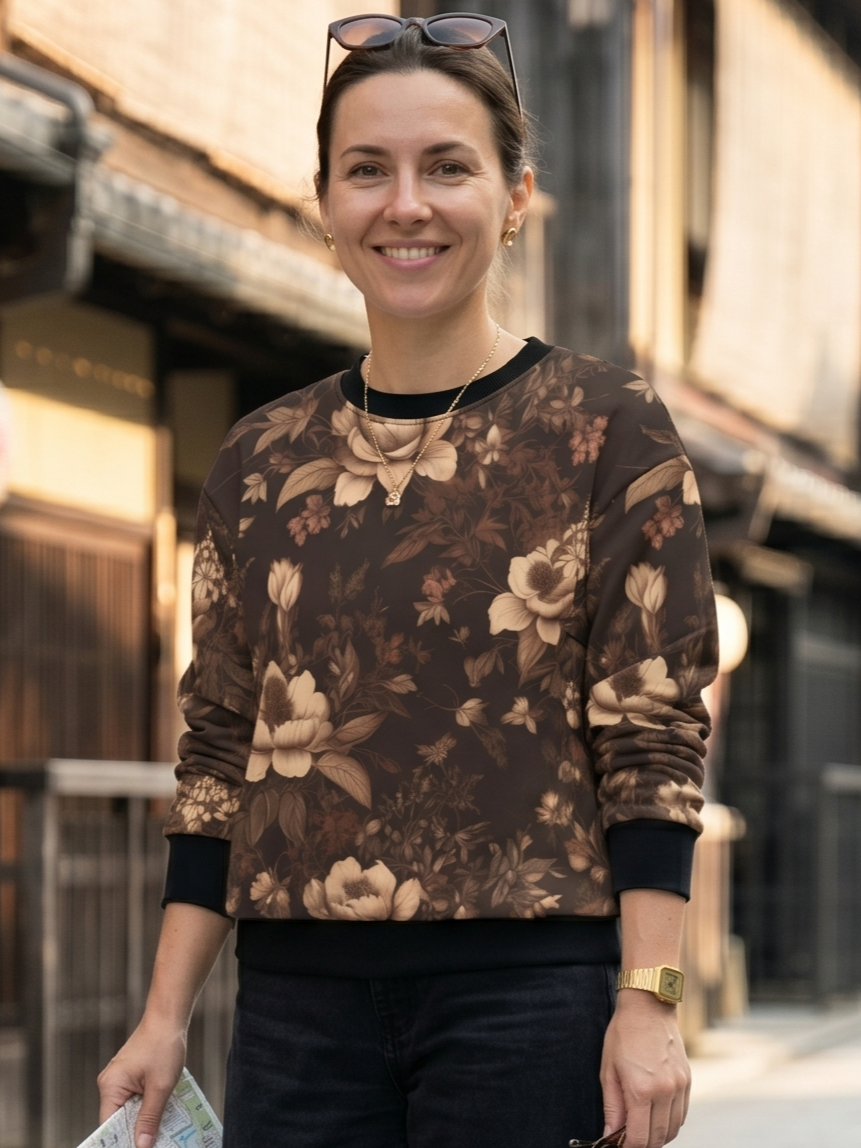 Fabulous Woody Rose Print Sweatshirt