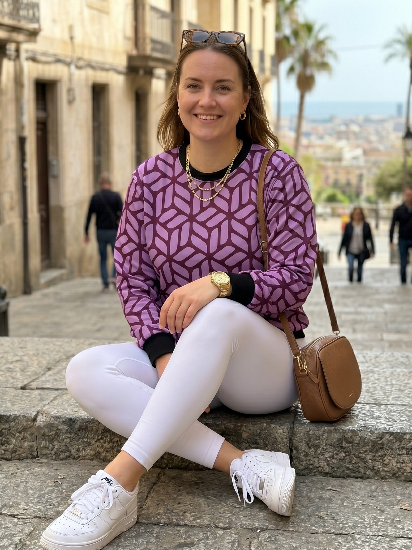 Beautiful Geometric Print Purple Sweatshirt