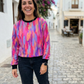Vibrant  Print Pink Purple Sweatshirt