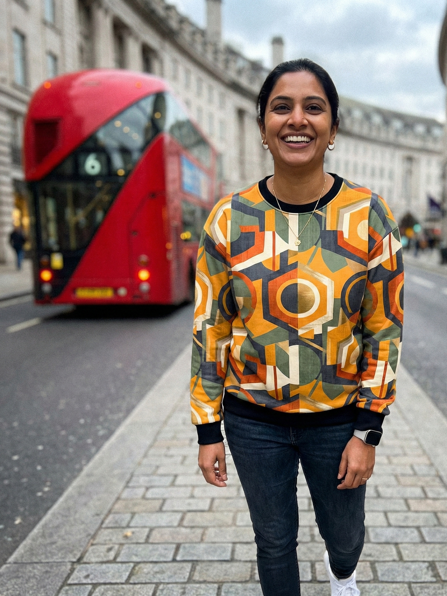 Bright Geometric Print Yellow Sweatshirt