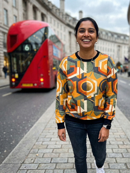 Bright Geometric Print Yellow Sweatshirt