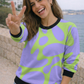 Vibrant Purple Splash Print Sweatshirt