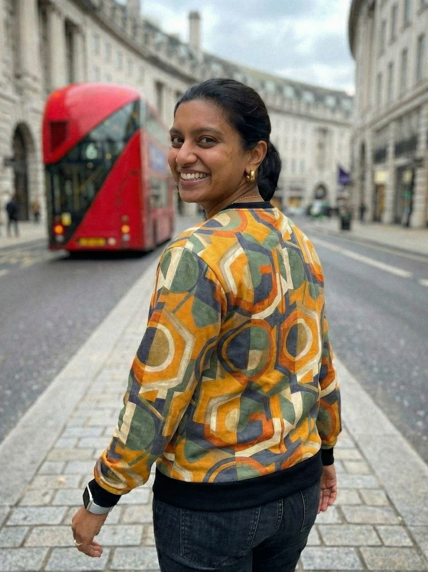 Bright Geometric Print Yellow Sweatshirt