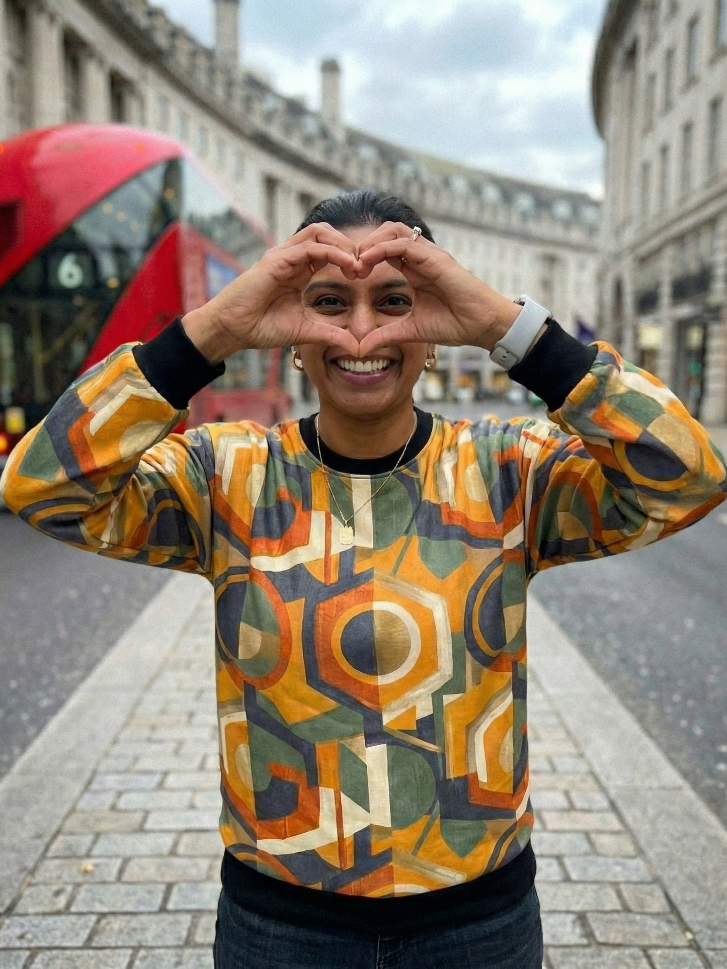 Bright Geometric Print Yellow Sweatshirt