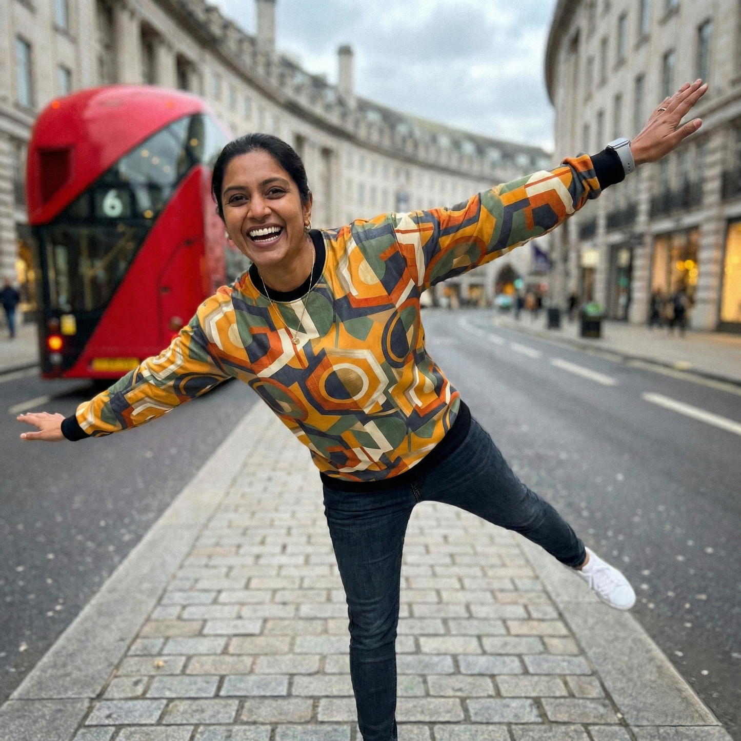 Bright Geometric Print Yellow Sweatshirt