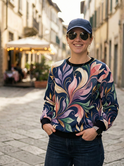 Soothing Nature Inspired Print Multi Colour Sweatshirt