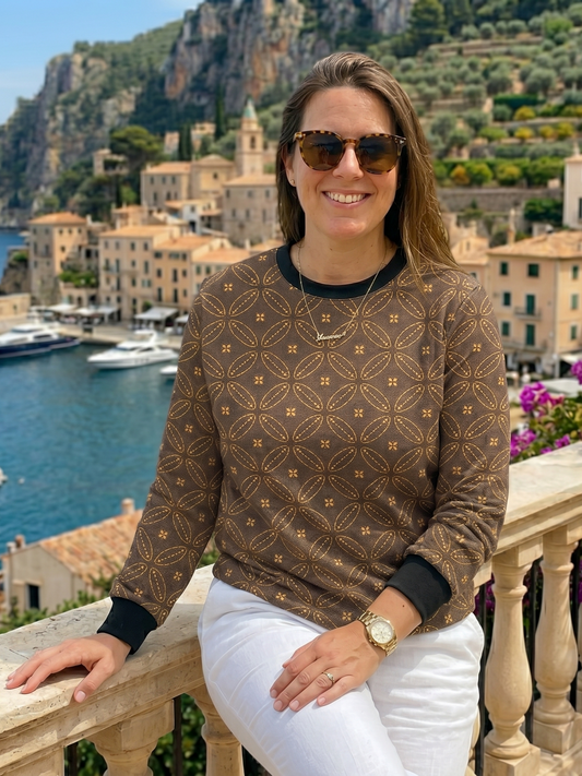 Vogue Abstract Print Brown Sweatshirt