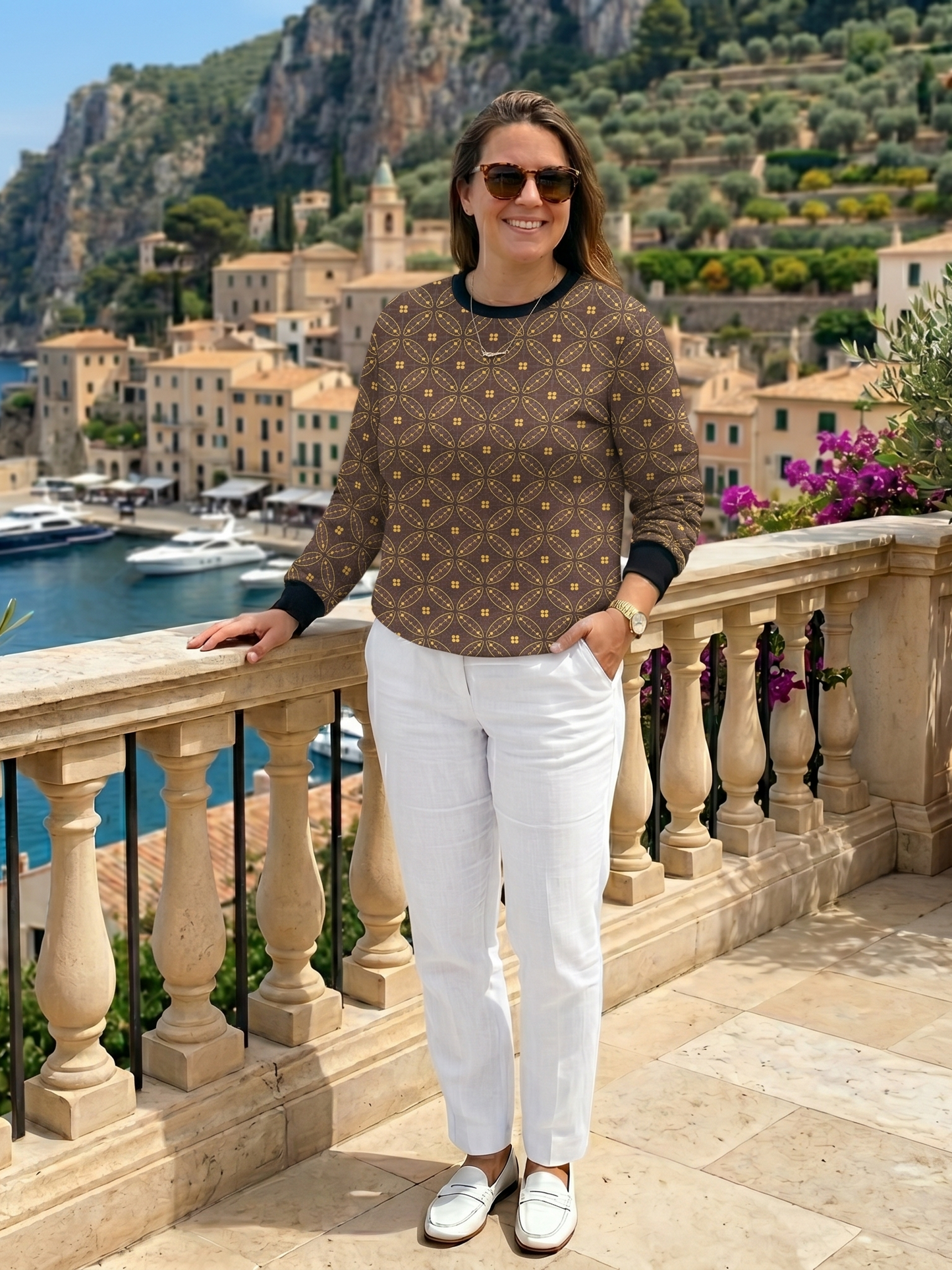Vogue Abstract Print Brown Sweatshirt
