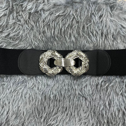 Classy Silver Buckle Black Belt