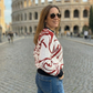 Unique Fluid Art Floral Print White Sweatshirt