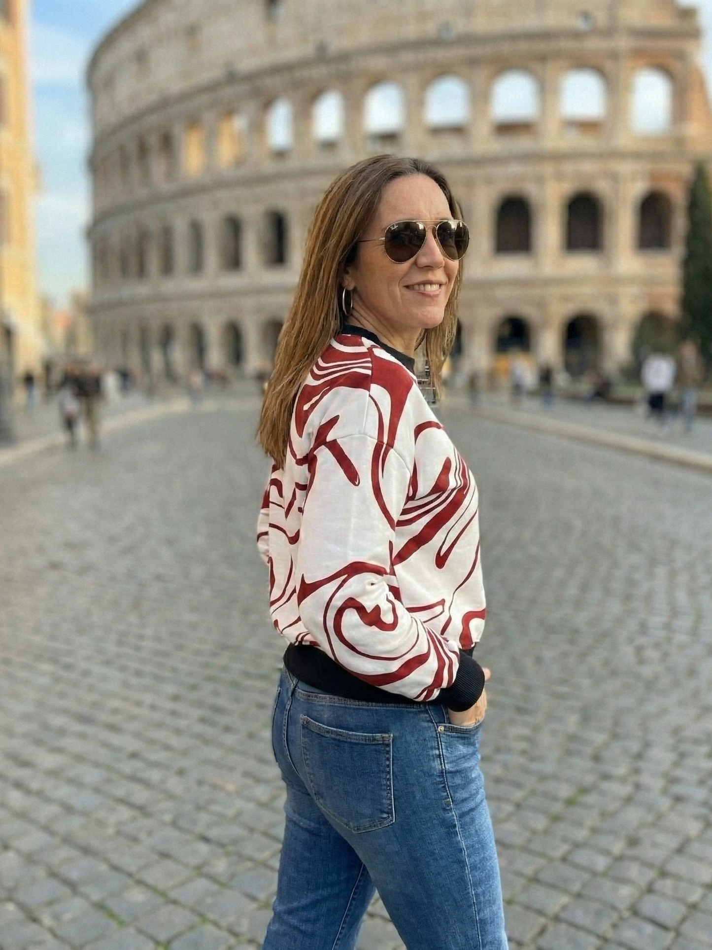 Unique Fluid Art Floral Print White Sweatshirt