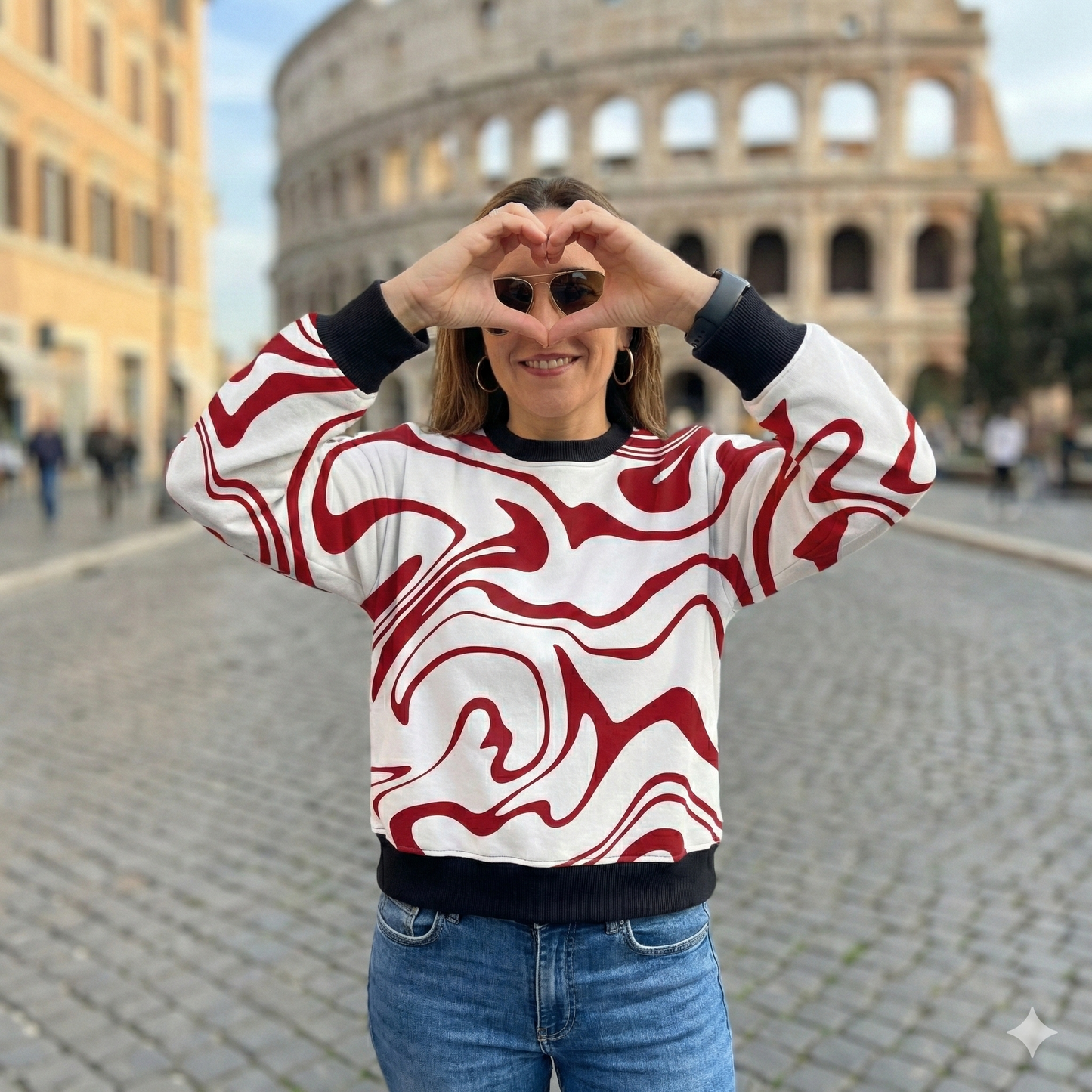 Unique Fluid Art Floral Print White Sweatshirt