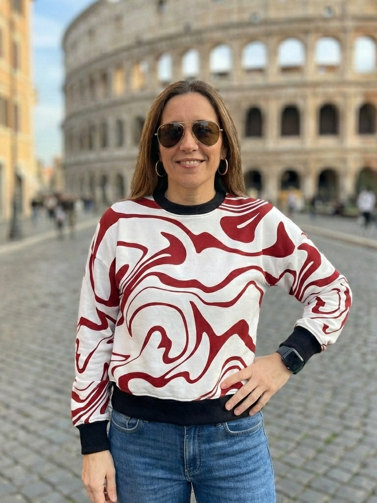 Unique Fluid Art Floral Print White Sweatshirt