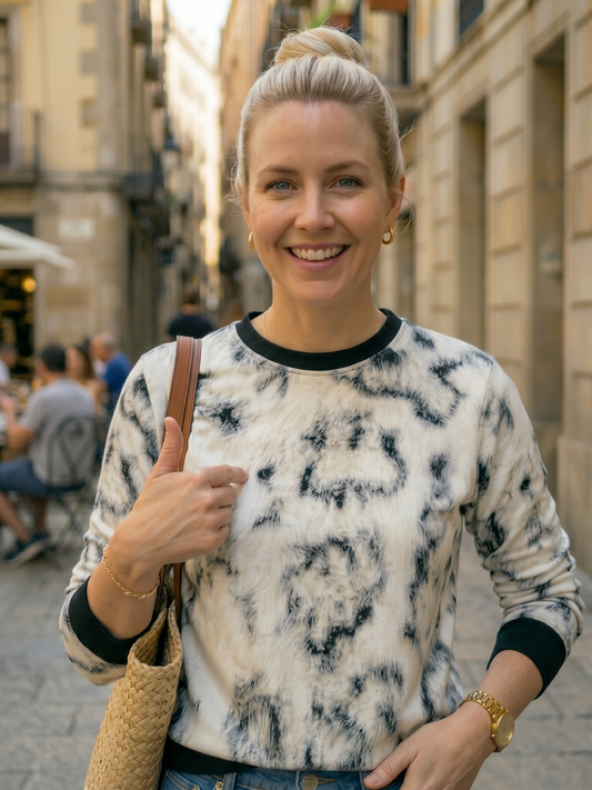 Smart White Tiger Fur Print Sweatshirt