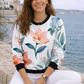 Evergreen Floral Print White Sweatshirt