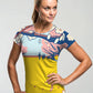 Pickleball | Paddleball | Activewear Coord Set Tshirt With Tummy Tuck Leggings | Yellow Cherry Blossom Print