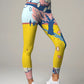 Pickleball | Paddleball | Activewear Coord Set Tshirt With Tummy Tuck Leggings | Yellow Cherry Blossom Print