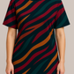Trendy Waves Print Premium Oversized Tee With Tummy Tuck Body Shaping Leggings Co-ord Set