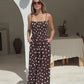 Summer Exclusive Smocked Polka Dots Sleeveless Blue Maxi Dress