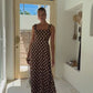 Stylish Polka Dots A Line Coffee Maxi Dress