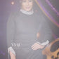 Fabulous Rhinestones Mock Neck Split Hem Black Maxi Dress