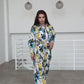 Fashionable Printed High Rise Wide Leg Yellow Co ord Set