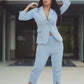 Formal Style Blazer Coat And Pants Light Blue Suit Set