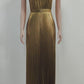Party Fashion Metallic One Shoulder Pleated Silver Maxi Dress