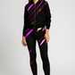 New Arrival Lines Bomber Jacket With Leggings Black Co Ord Set
