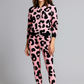 Chic Leopard Print Bomber Jacket With Leggings Pink Co Ord Set