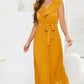 Beautiful V Neck Pleated Yellow Sleeveless Dress