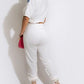 Casual Short Sleeve Top And Pants Suit Set