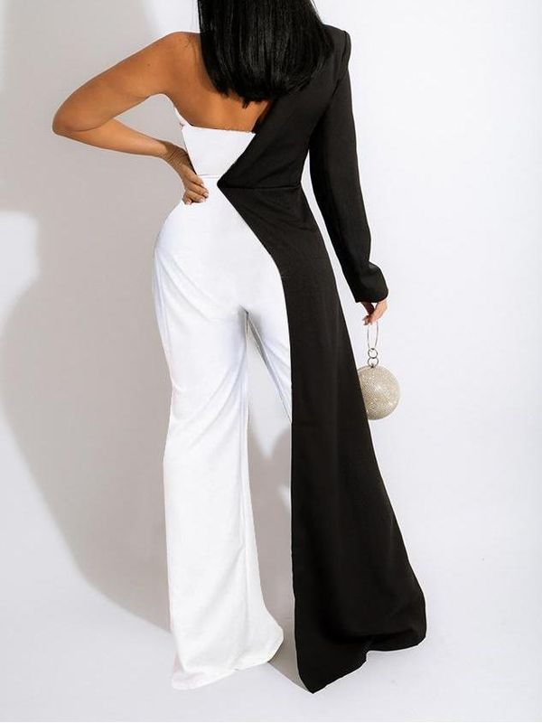 Half black store half white jumpsuit