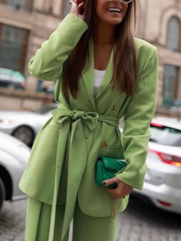 Classy Solid Color Suit With Belt