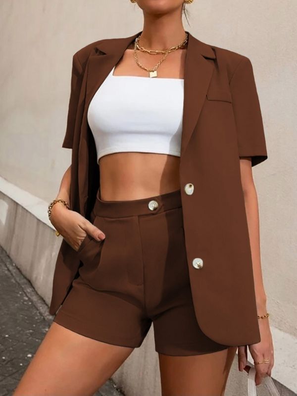 Fashionable Short Sleeve Co-ord Set With Shorts - Ships in 24 Hrs