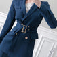 Formal Style Double Breasted Blazer With Wide Leg Pants Suit Set