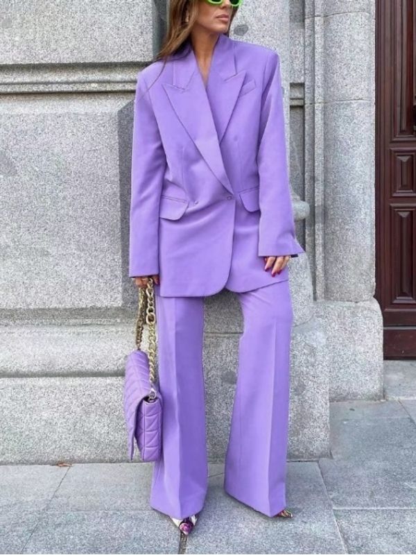 Purple Classic 3Piece Suit With Flared Trousers And Vest  trinarosh