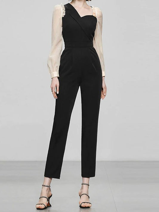 New Contrast Lantern Sleeve Jumpsuit