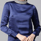 Party Style Blue Blingy Neck Top - Ships in 24 Hrs